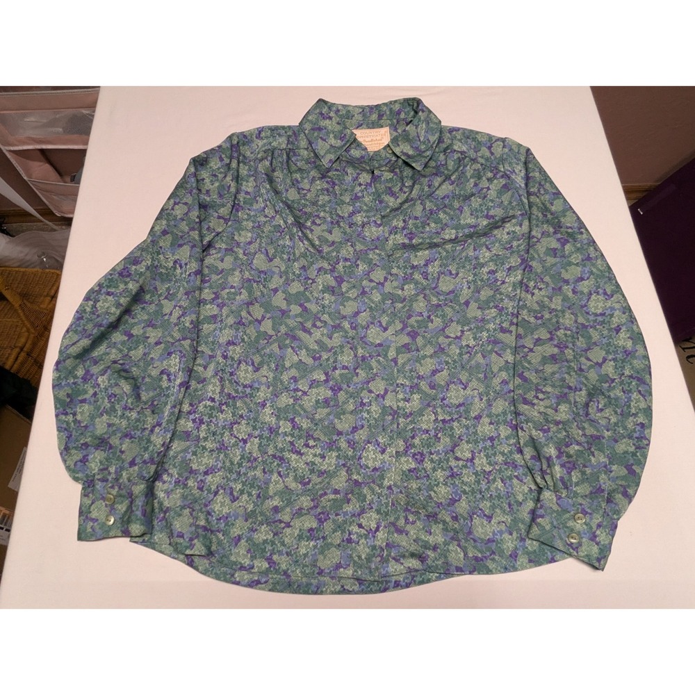 VINTAGE Pendleton Country Sophisticates Top Women Blue Blouse 80s